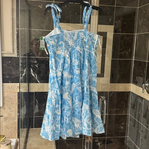 Lilly Pulitzer Blue and White Tie-Shoulder Sundress - Picture 3 of 3